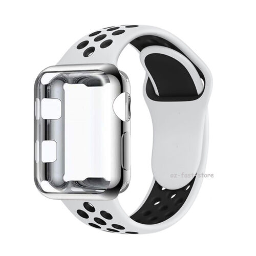 Sports Silicone Strap Watch Band + TPU Cover For Apple iWatch 9 8 7 6 5 4 3 2 SE - Picture 2 of 12