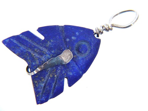 BUTW Ciondolo Pesce Scolpito Argento Sterling 10pz Filo Avvolto a Mano Lapislazzolino 3634P - Foto 16 di 21
