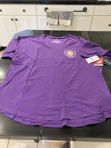Women's Fanatics ORLANDO CITY SC SHORT Sleeve Spirit Shirt S SMALL PURPLE NEW - Picture 1 of 5