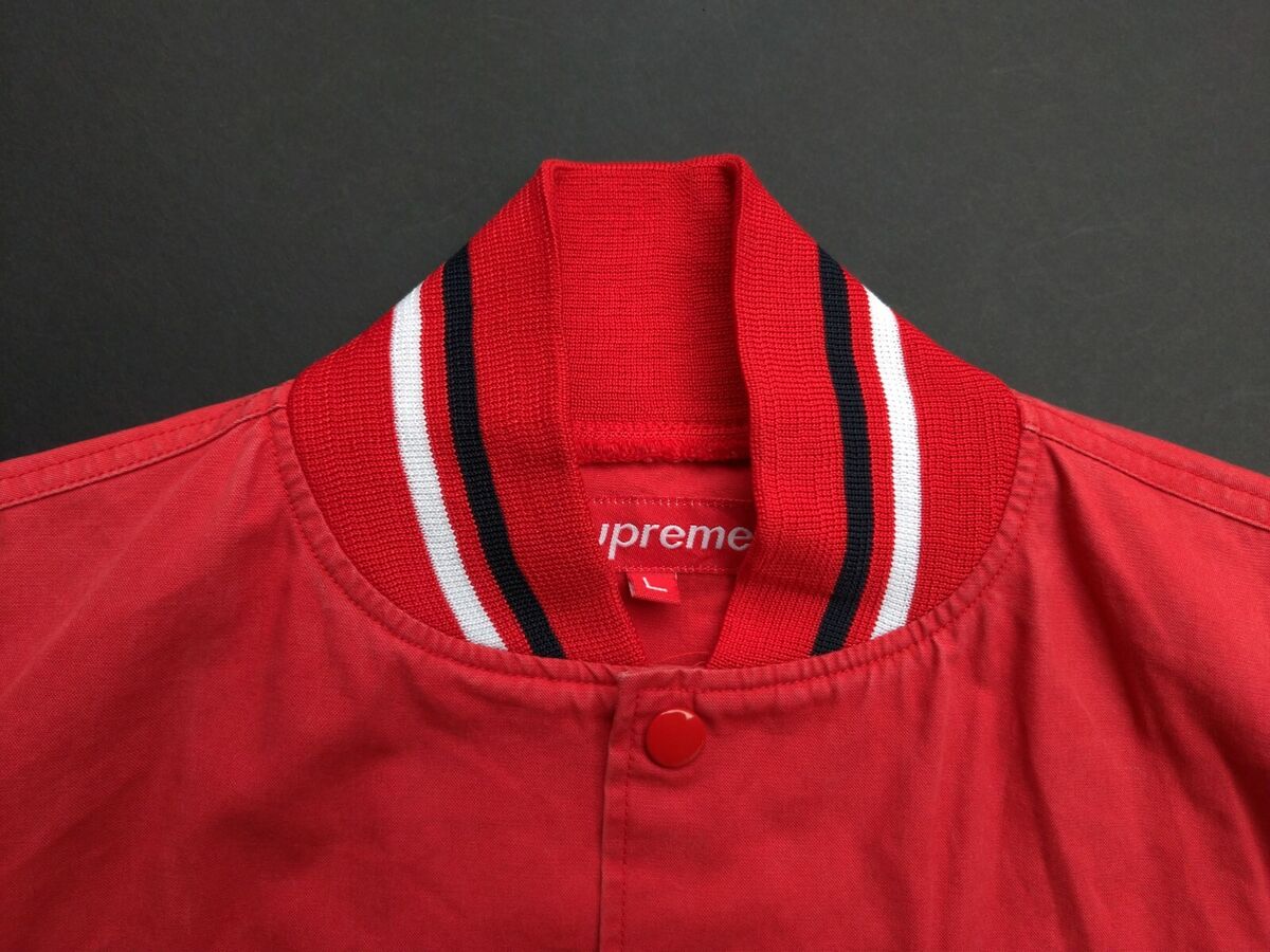 Supreme Varsity Jacket Big Logo Red Rare Casual Hip Hop Supreme Varsity Jacket Big Logo Red Rare Casual Hip Hop