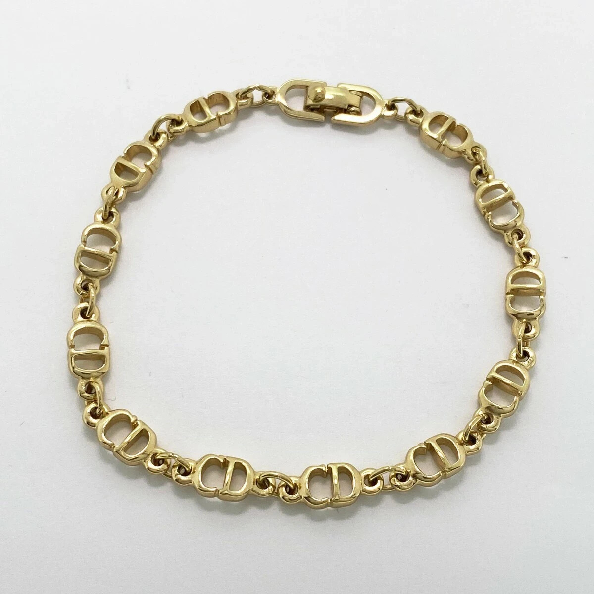 CHRISTIAN DIOR Bracelet Bangle Chain AUTH Vintage CD Gold CHRISTIAN DIOR Bracelet Bangle Chain AUTH Vintage CD Gold