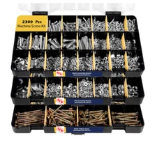 2300pc Hardware Kit - Metric & SAE Screws, Nuts, Bolts & Washers (3 Trays)