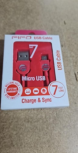 fifo charging cable for micro usb 7 feet long - red - 第 1/2 張圖片