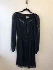 Women Altuzarra for Target Black Swiss Dot Boho Chiffon Maxi Dress Size 8