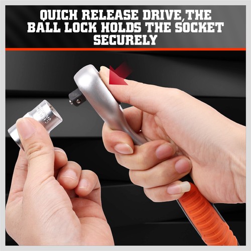 1/4" 3/8" 1/2" Drive Ratchet Socket Wrench Handle 72 Tooth Quick-Release Spanner - Picture 39 of 40