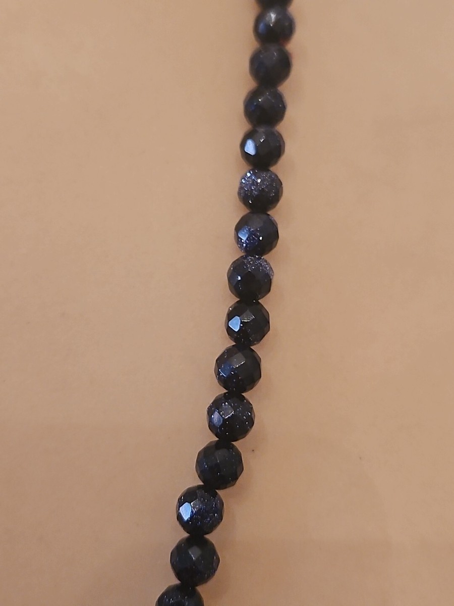 ★VINTAGE HOLLYWOOD★ Galaxy Ball Beads Necklace Vintage Galaxy Sparkling Midnight Black Glass Beaded