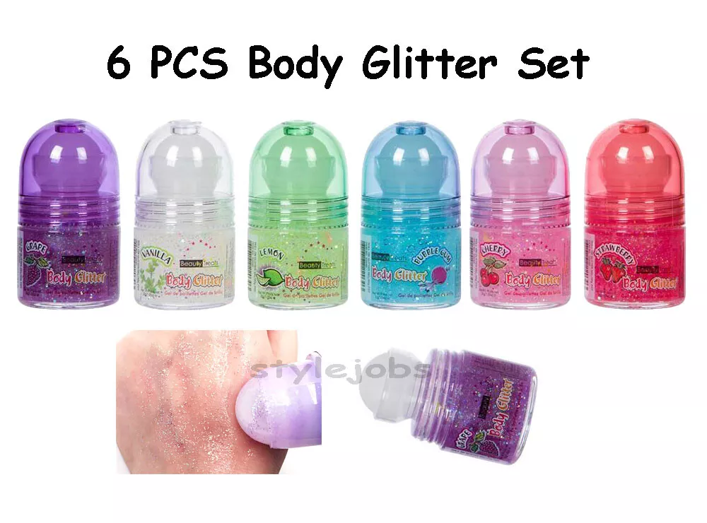 Beauty Treats Roll On Body Shimmer Glitter Fruit Scented 6 PCS Set