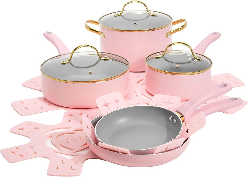 Nonstick Pots and Pans Set, Multi-layer Nonstick Coating, Tempered Glass Lids