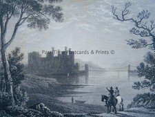 c1830 Antique Print CAERNARVONSHIRE - CONWY CASTLE by Gastineau