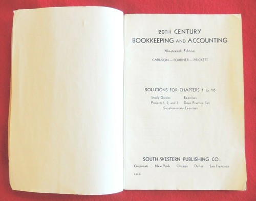 20th Century Book-Keeping & Accounting Solution Guide Carlson 19th Edition c1947 - Picture 2 of 3