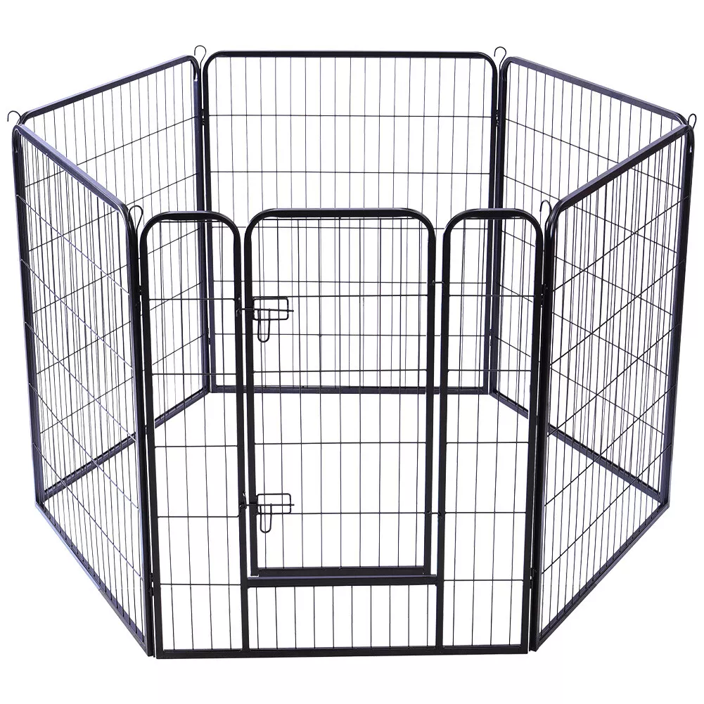 LARGE 6 Panels Pets Play Pen 100x80cm Playground Cage Metal Fence Run Hutch Cage