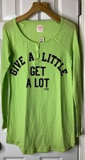 Victoria Secret Pink Sleep Shirt Size Small Petite NWT Color Green