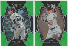 2 2022 PANINI SELECT NEON GREEN PRIZM PARALLEL'S xx/99  J.CRONENWORTH / C.YELICH