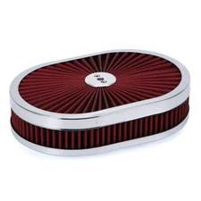 12" Oval Air Cleaner with Red Washable Element Fits SBC BBC Chevy Ford Hot Rod