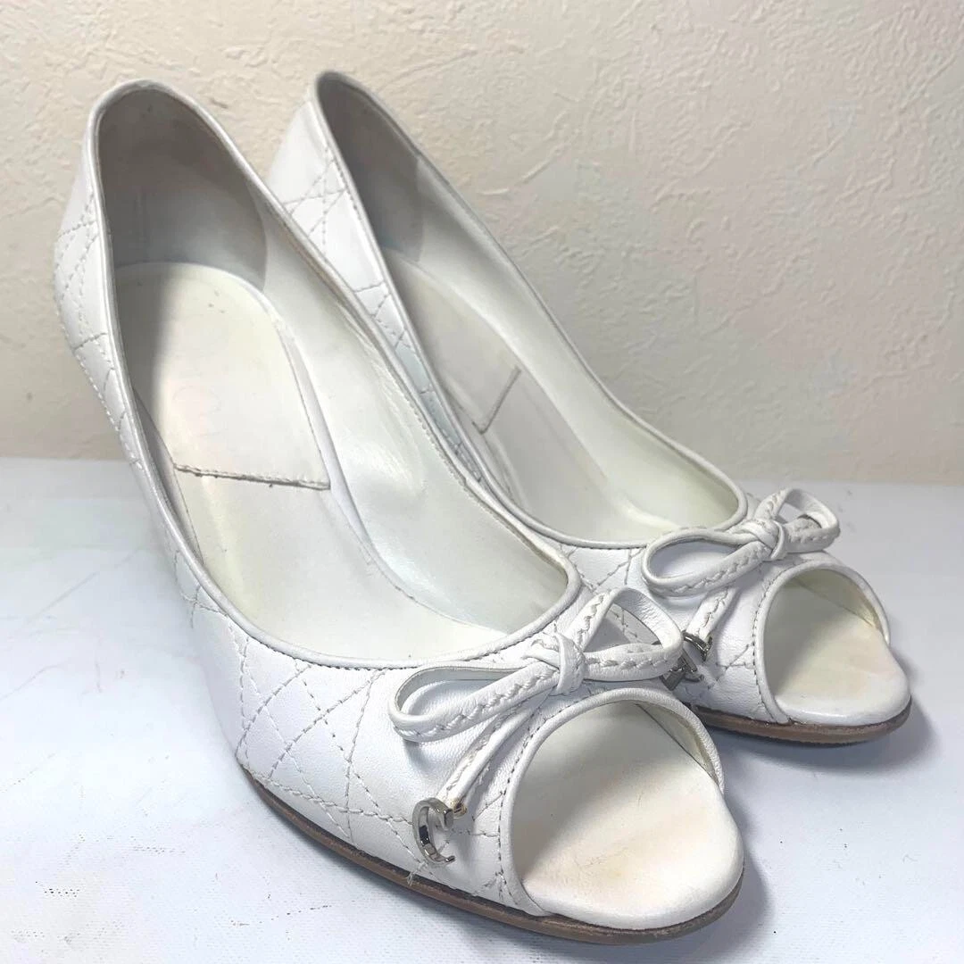 Escarpins Christian Dior bout ouvert ruban blanc femme taille 35,5/US 5,5 6 du Japon