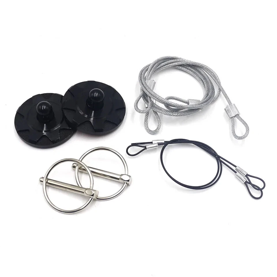 1 par de pasadores de capó de carreras universales negros motor de automóvil CNC kit de apariencia de bloqueo Foto 2 de 4