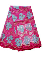 African Lace Fabric /Wedding Lace/ Tulle Lace/Pink Lace sold by 5 Yards