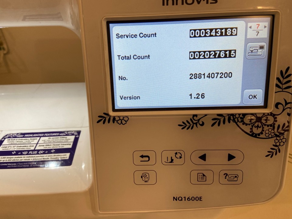 brother innovis nq1600e embroidery machine eBay