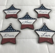 K&K INTERIORS Metal & wood Star Shape American Themed Wall Hanging Decoration