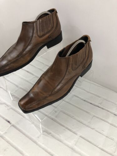 Steve Madden Men's Brown Leather Slip On Ankle Oxford Dress Shoes Size 8.5 - Picture 1 of 9
