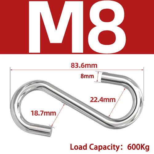 M2-M10 304 Edelstahl S Haken Küche Garten Pfanne Utensilien Aufhänger Aufhängen - Picture 12 of 13