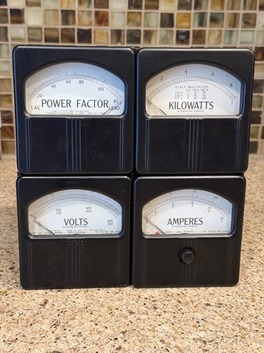 4 Assorted Westinghouse Meters – AC AMP, VOLTS, POWER FACTOR, & KILOWATTS - Picture 2 of 14