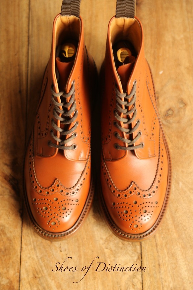 Alfred Sargent Tan Brown Brogue Leather Derby Boots Shoes Mens UK 7 US