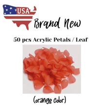 50 pc Lot Orange Acrylic Petal / Leaf Charms for DIY Jewelry Making Findings USA