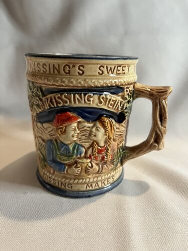 German Beer Ale Stein 2 Handled Kissing Sharing Ceramic Mug Lego Denmark Cup - Picture 2 of 10