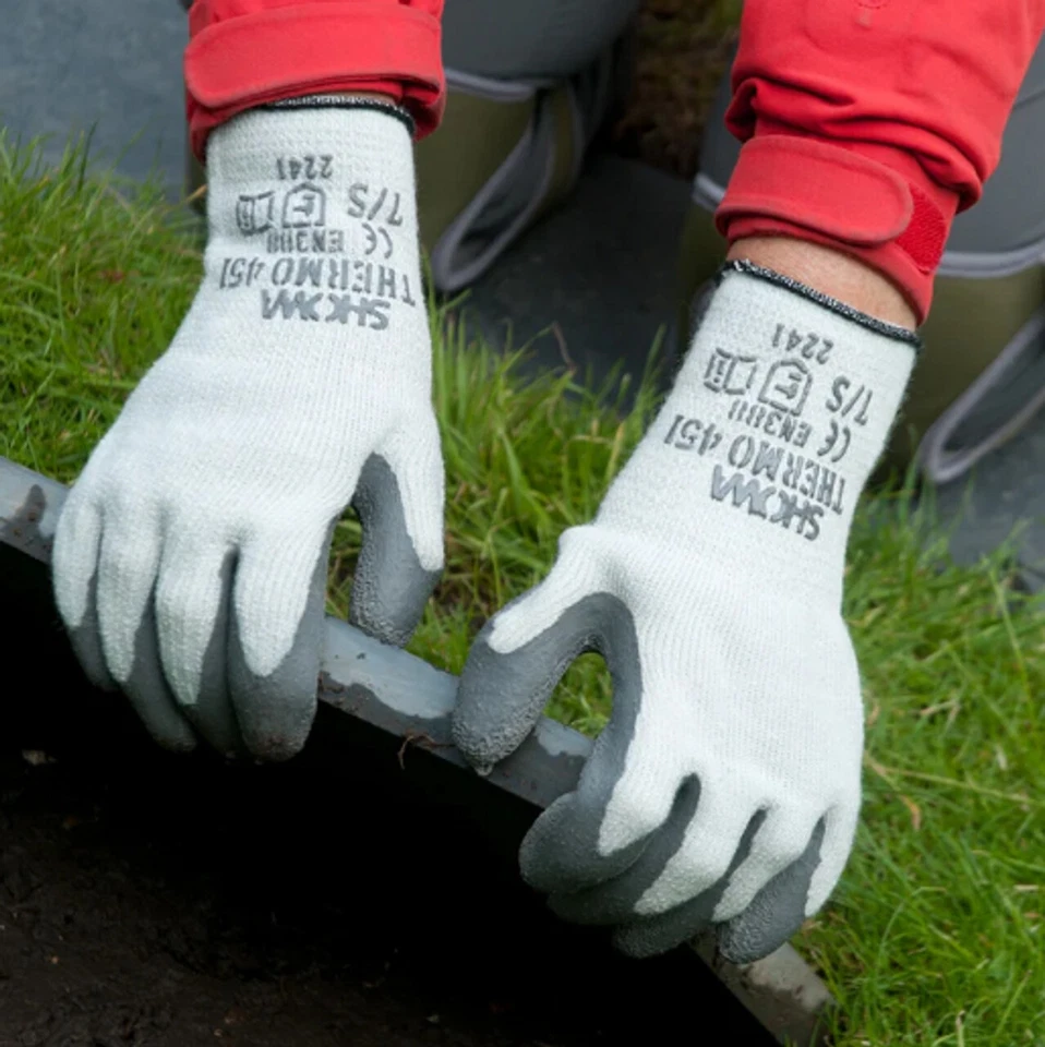 12- Guantes de trabajo Showa 451 térmicos aislados para clima frío recubiertos de palma cálidos de invierno Foto 2 de 4