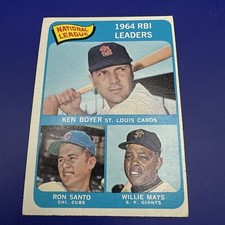 1965 Topps #6 Ken Boyer / Ron Santo / Willie Mays 1964 NL RBI Leaders