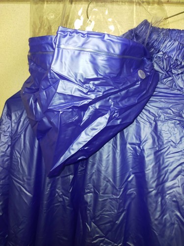 Blue PVC plastic tracksuit saunasuit rainwear hooded jacket pants set - Picture 13 of 17
