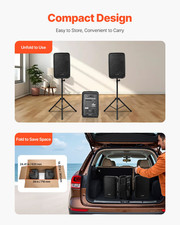 300W Portable PA System 8 Channel Mixer Dual Speakers Bluetooth Mic USB SD