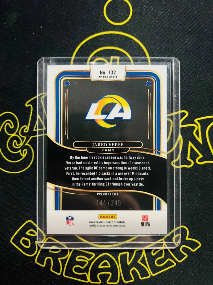 2024 PANINI SELECT - JARED VERSE - ROOKIE - RED WHITE BLUE WAVE - 144/249 - #132 - Image 2 of 2