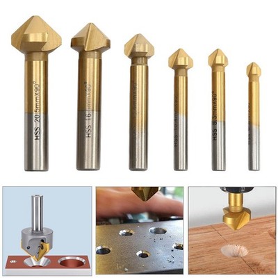 6 tlg. 90° Kegelsenker Satz Set HSS Senker mit Automatik Center Loch mit Tita...