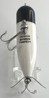 Vintage Heddon Fishing Lure Magnum Torpedo Black Head White Body