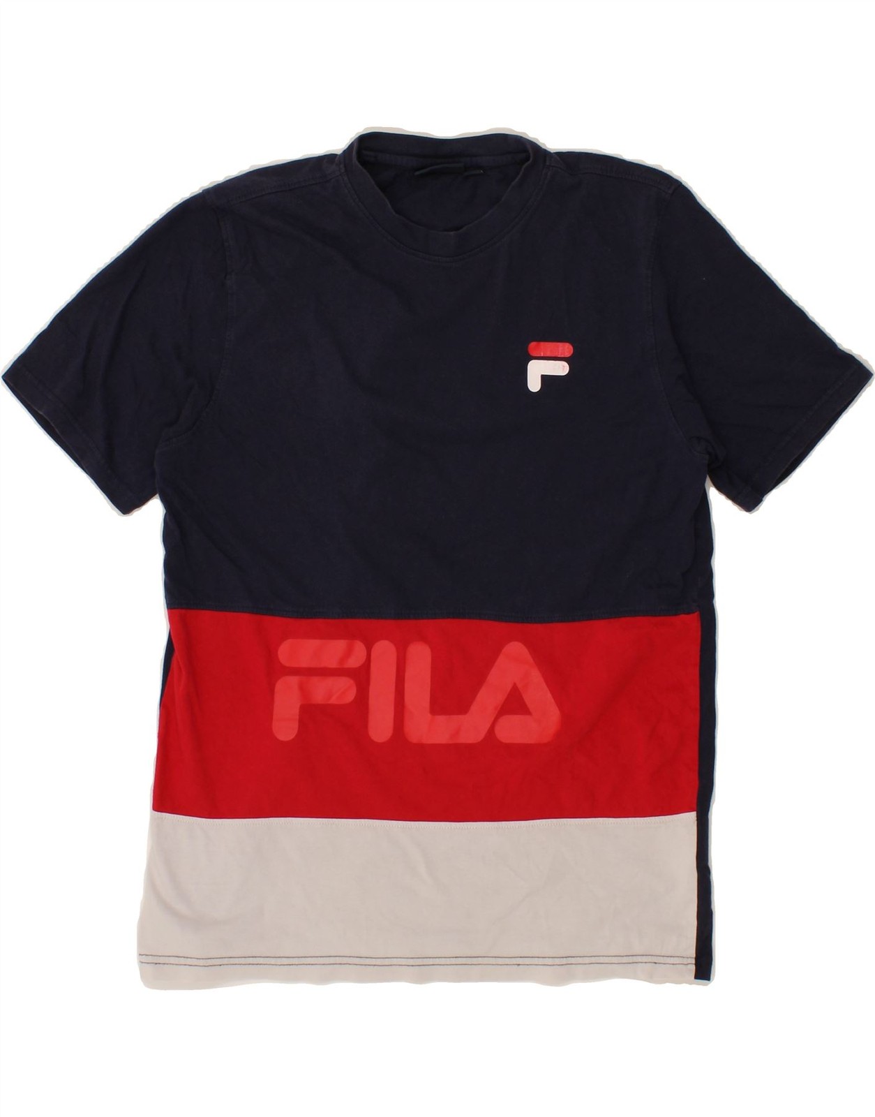 T shirt uomo FILA grafica top piccola blu navy colorblock cotone BV18