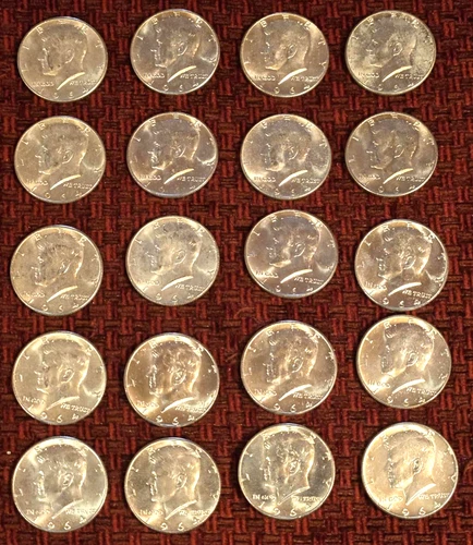 1964 P Roll SILVER Kennedy Half Dollars Uncirculated   .925 Fine 20 Coins.