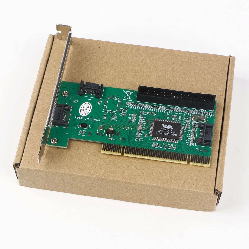 1PC HDD ATA PCI Card VIA VT6421A 3 Port SATA + IDE Serial - Image 3 of 4