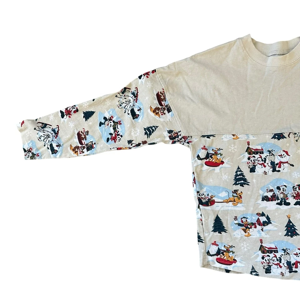 Camiseta deportiva temática festiva de Navidad crema Mickey Mouse de los parques de Disney juvenil mediana Foto 3 de 4