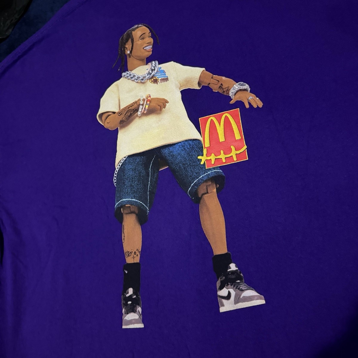 Travis Scott Cactus Jack X Mcdonalds Action Figure T-Shirt Purple