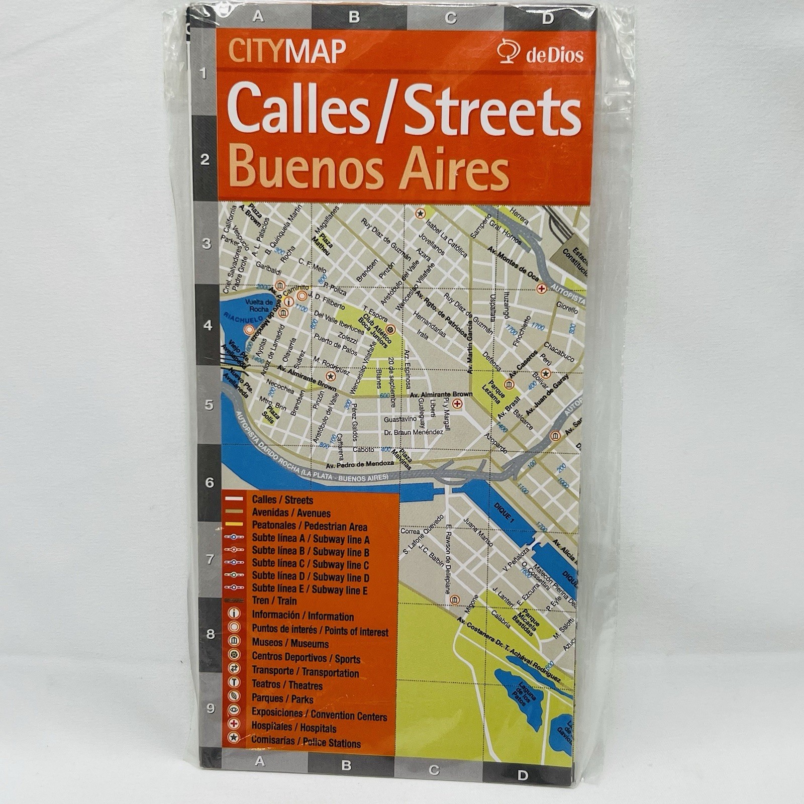 LAMINATED BUENOS AIRES CITY MAP (BILINGUAL) BY DEDIOS Travel Map 2003