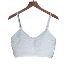 Aerie Ribbed Knit Cropped Tank Top Cami Adjustable Straps Light Gray Size Large