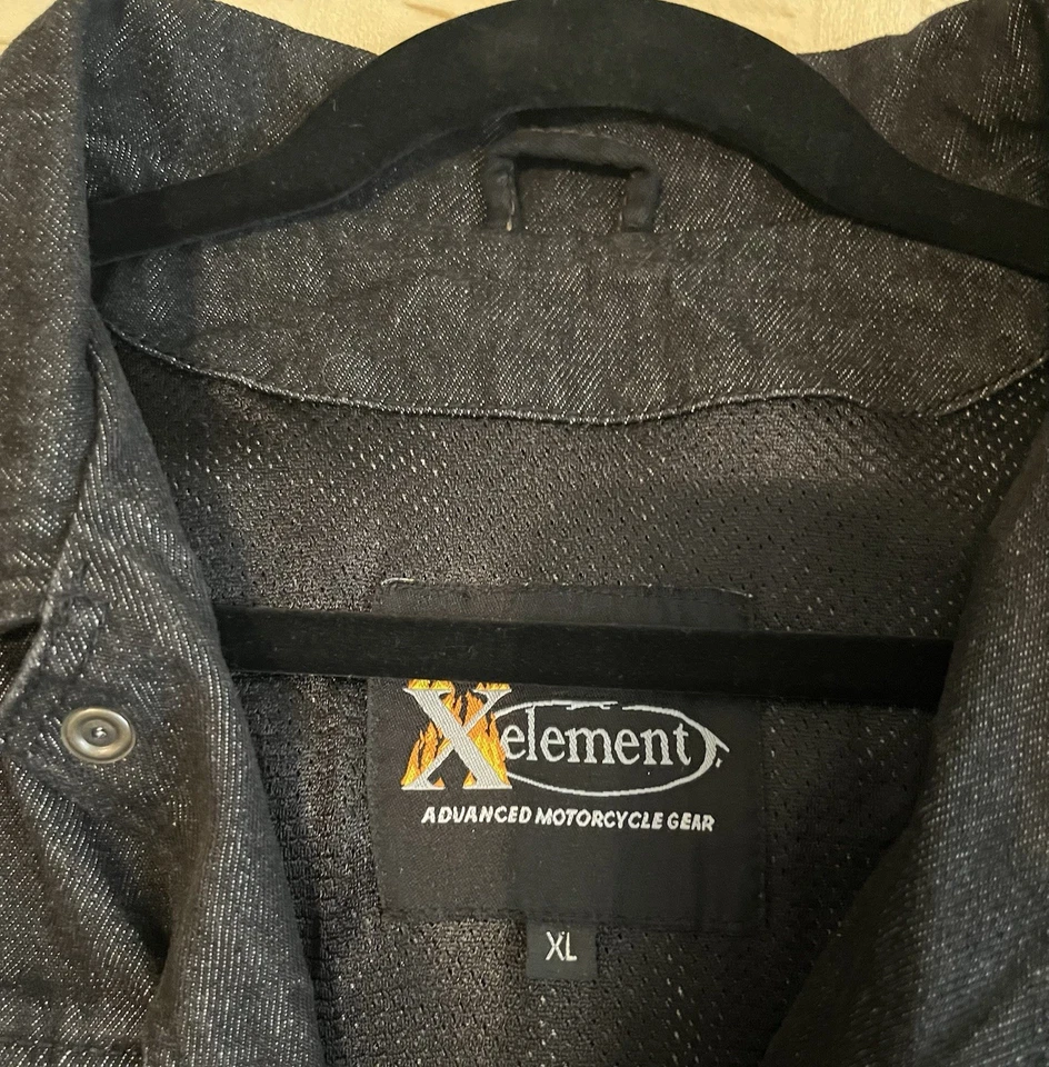 Xelement Mens Motorcycle Vest Jean Jacket Denim - Image 2 of 4