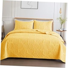 Soft Queen Quilt Bedding Set for All Seasons, Full/Queen 96"x90" Yellow