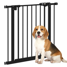 Pet Gate Black Metal & Plastic 77cm H x 80cm W Adjustable Safety Gate w/4 screws