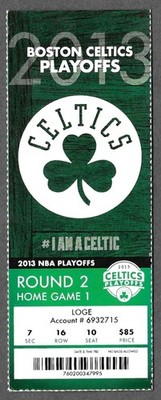 2012-13 NBA Playoffs Round 2 Home Game 1 Boston Celtics phantom ticket stub
