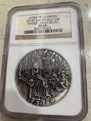 2014 $2 Gods of Olympus Hades 2 oz Silver High Relief Coin PF69