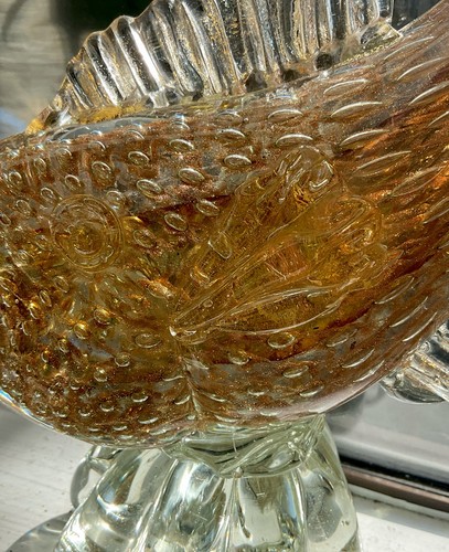 Vintage Murano A Barbini Gold Flecks Italian Small Bubble Glass Fish 11.5 In - Picture 4 of 4