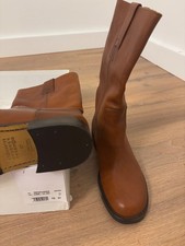 Maison Martin Margiela Line 22 Brown Leather Mid-Calf Pull-On Boots Woman TG 37